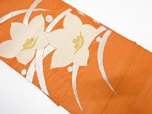 アンティーク　紗　桔梗に露芝模様織り出し名古屋帯（着用可）